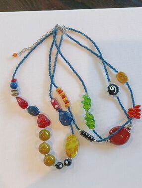 Treska Multicolor 3-Strand Glass Bead Necklace
